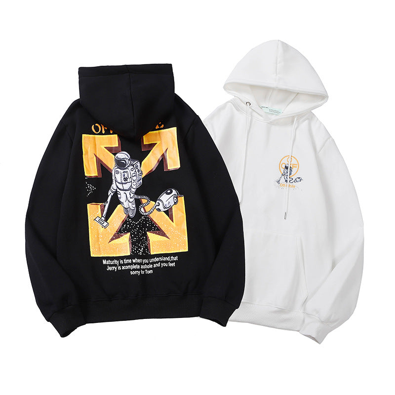 Off White Arrow Graphic Print Hoodie Streetwear Unisex