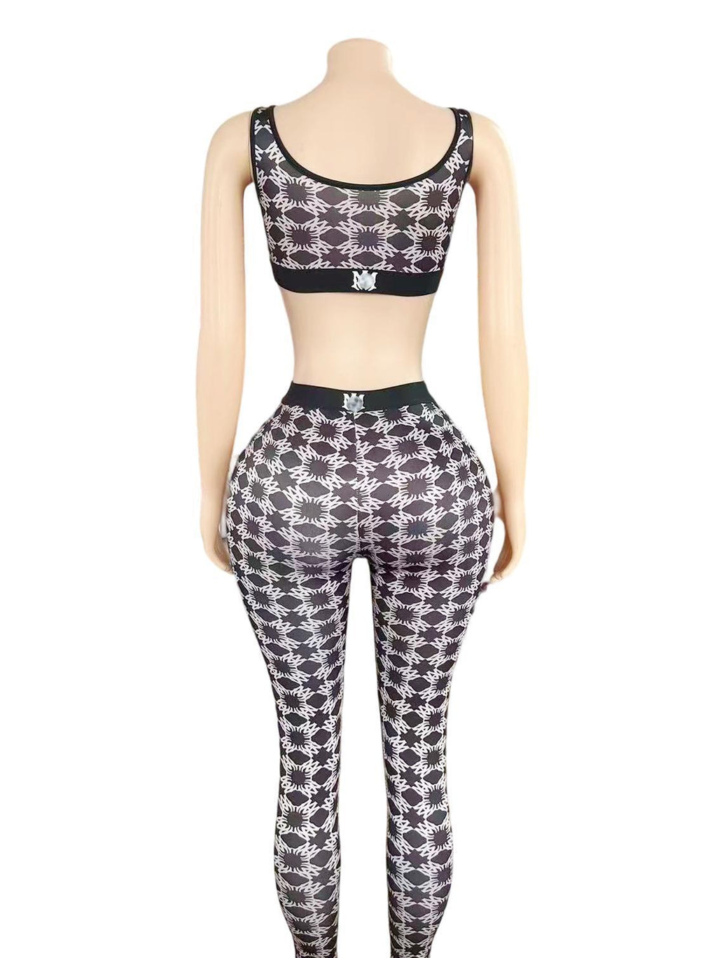 Amiri Geo Print Sleeveless Crop Top Leggings 2 Piece Set Women