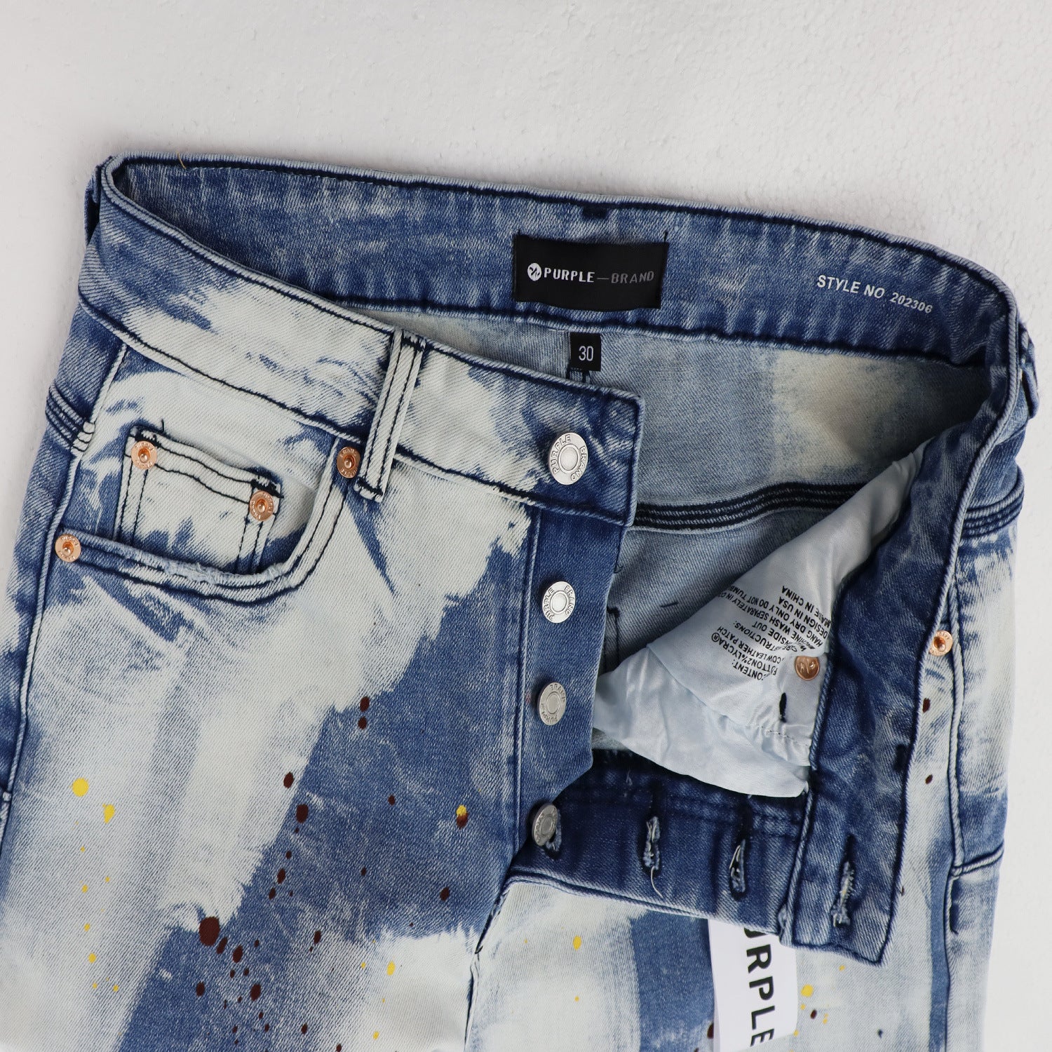 Purple Brand Brush Paint Distressed Denim Shorts Unisex