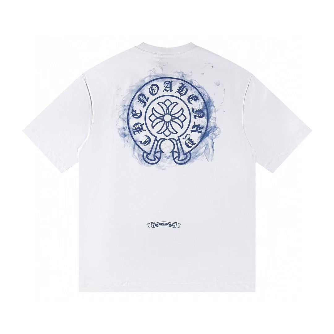 Chrome Hearts Color Sanskrit Cross Print Short Tee Unisex Y2K
