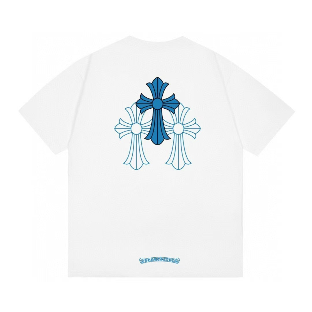 Chrome Hearts Color Sanskrit Cross Print Short Tee Unisex Y2K