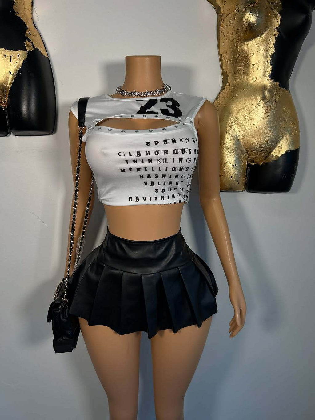 Letter Print Cutout Sleeveless Crop Tank Top Women