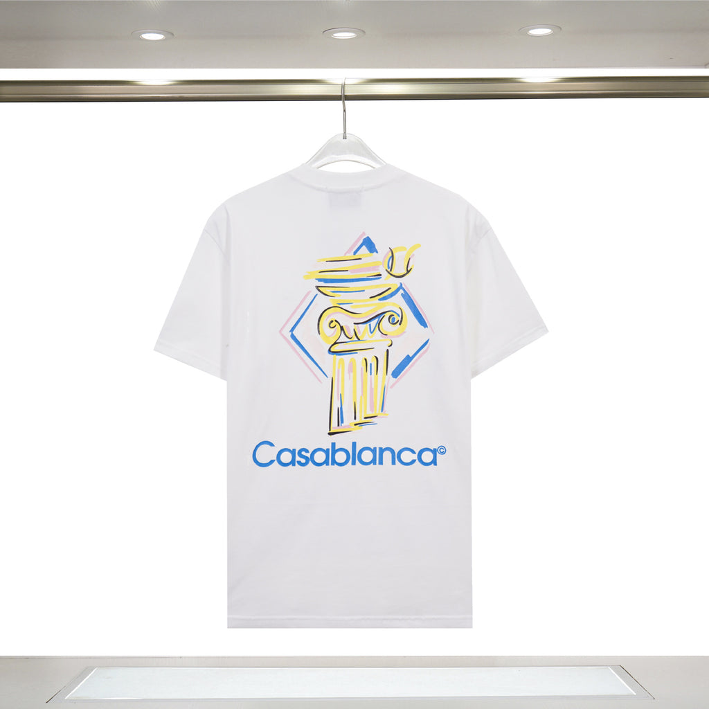 Casablanca Art Graphic Print Loose Unisex Short Sleeve T-Shirt