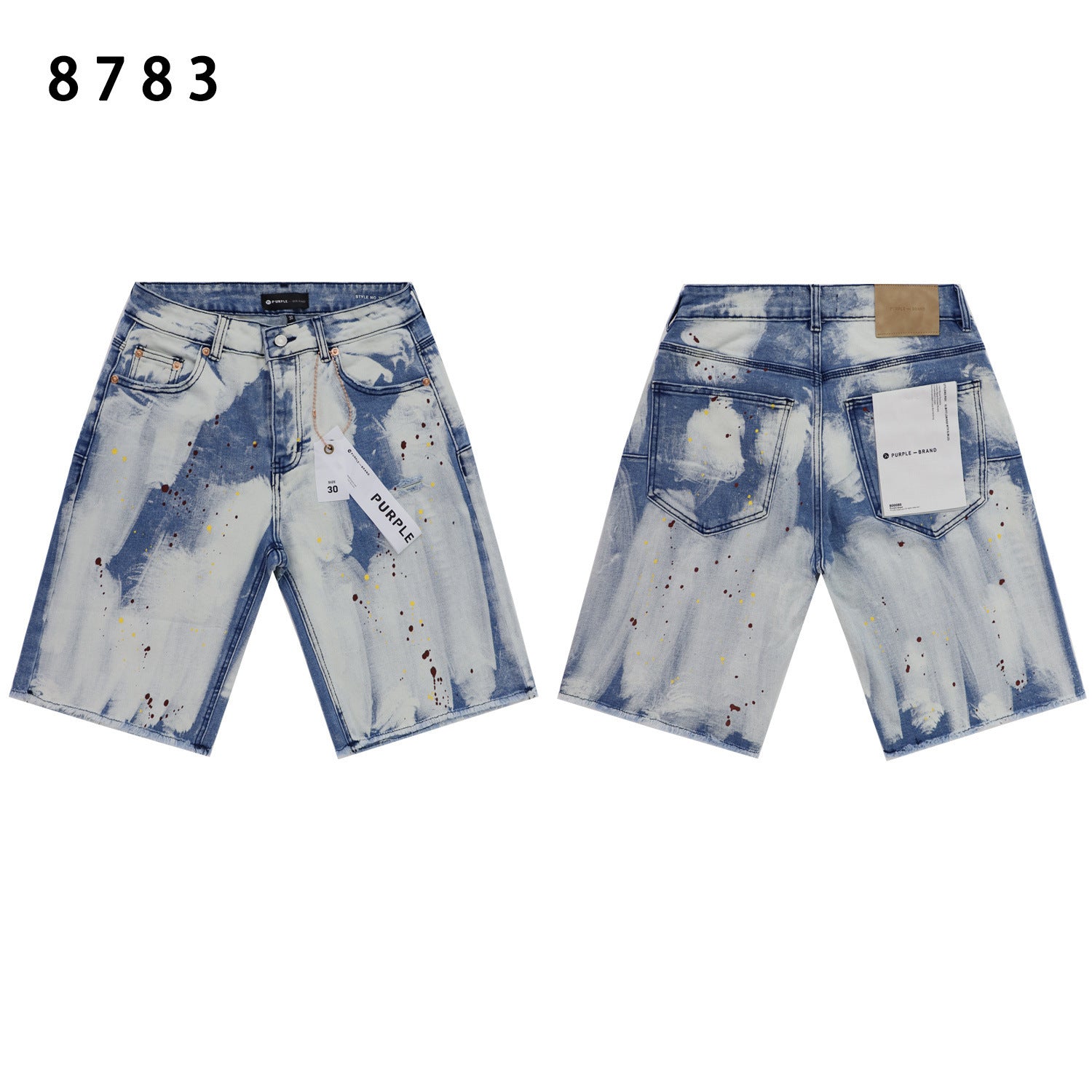 Purple Brand Brush Paint Distressed Denim Shorts Unisex