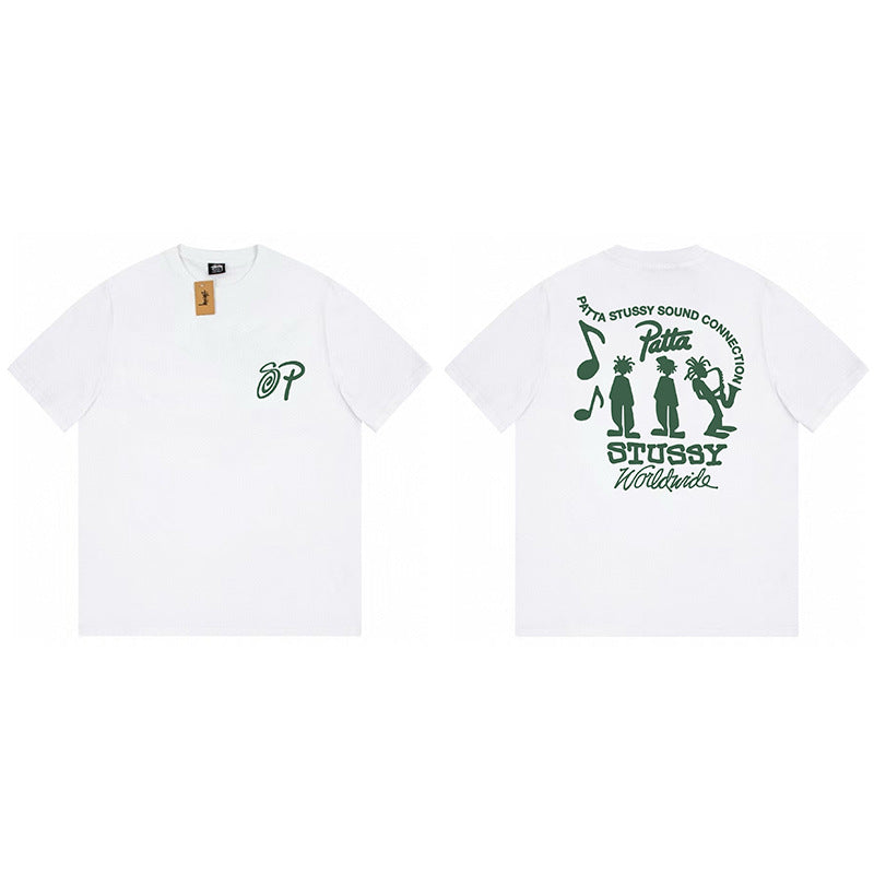 Stussy Graphic Print Collection Loose Casual Short Sleeve T-Shirt