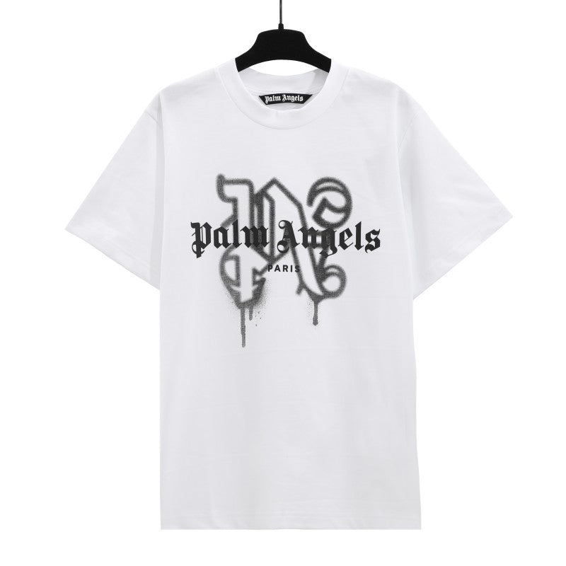 Palm Angels Graffiti Flame Palm Tree Graphic Oversized Tee Streetwear