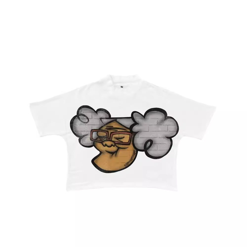 Madhand Style Y2K Black Cartoon Graphic Unisex Oversized Streetwear Cotton Tee