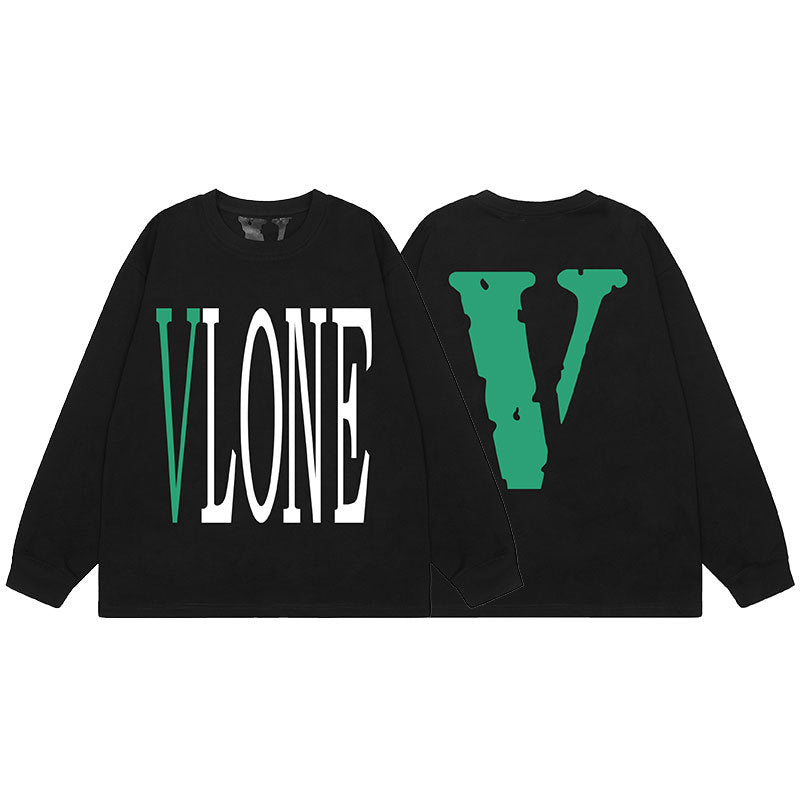 VLONE Big V Graphic Long Sleeve Tee Streetwear Cotton Oversized Shirt