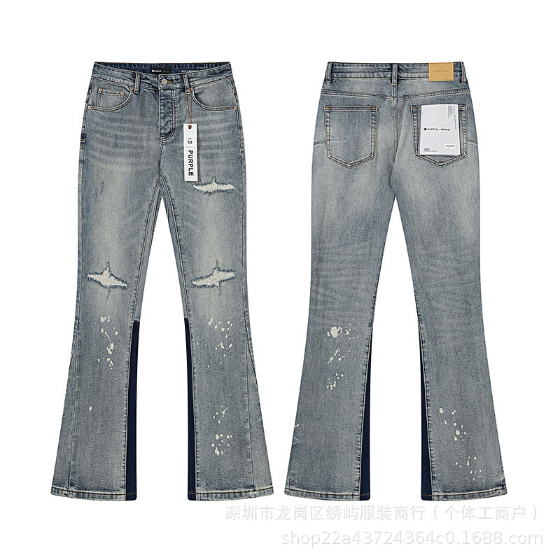 Purple Brand Distressed Flare Denim Jeans Unisex