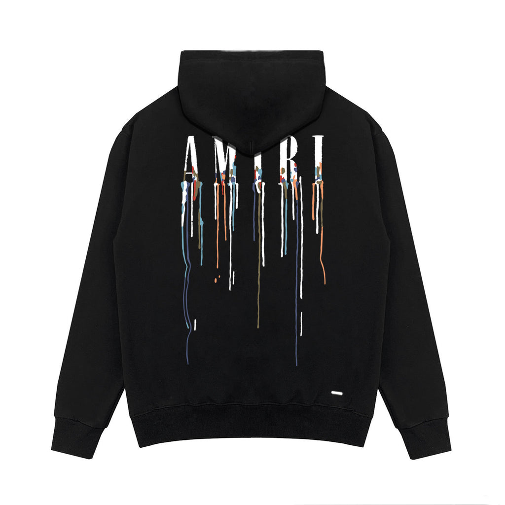 Amiri Paint Drip Logo Hoodie Men Oversized Streetwear Pullover