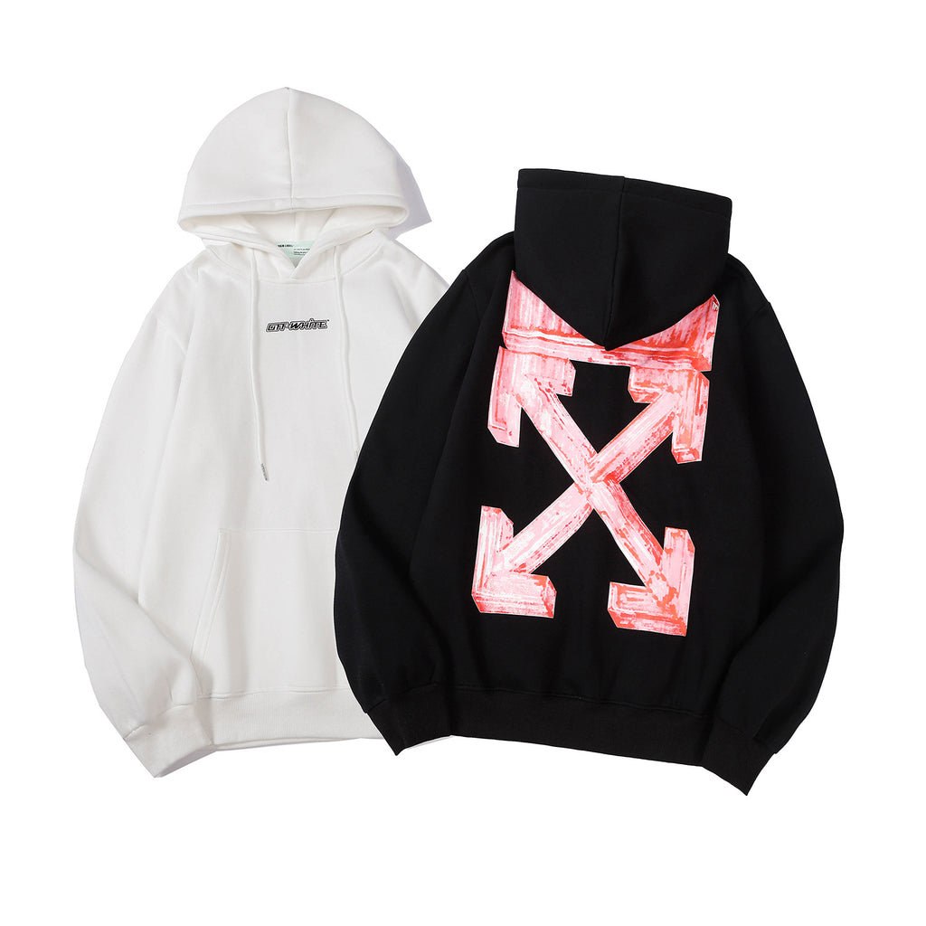 Off White Arrow Graphic Print Hoodie Streetwear Unisex