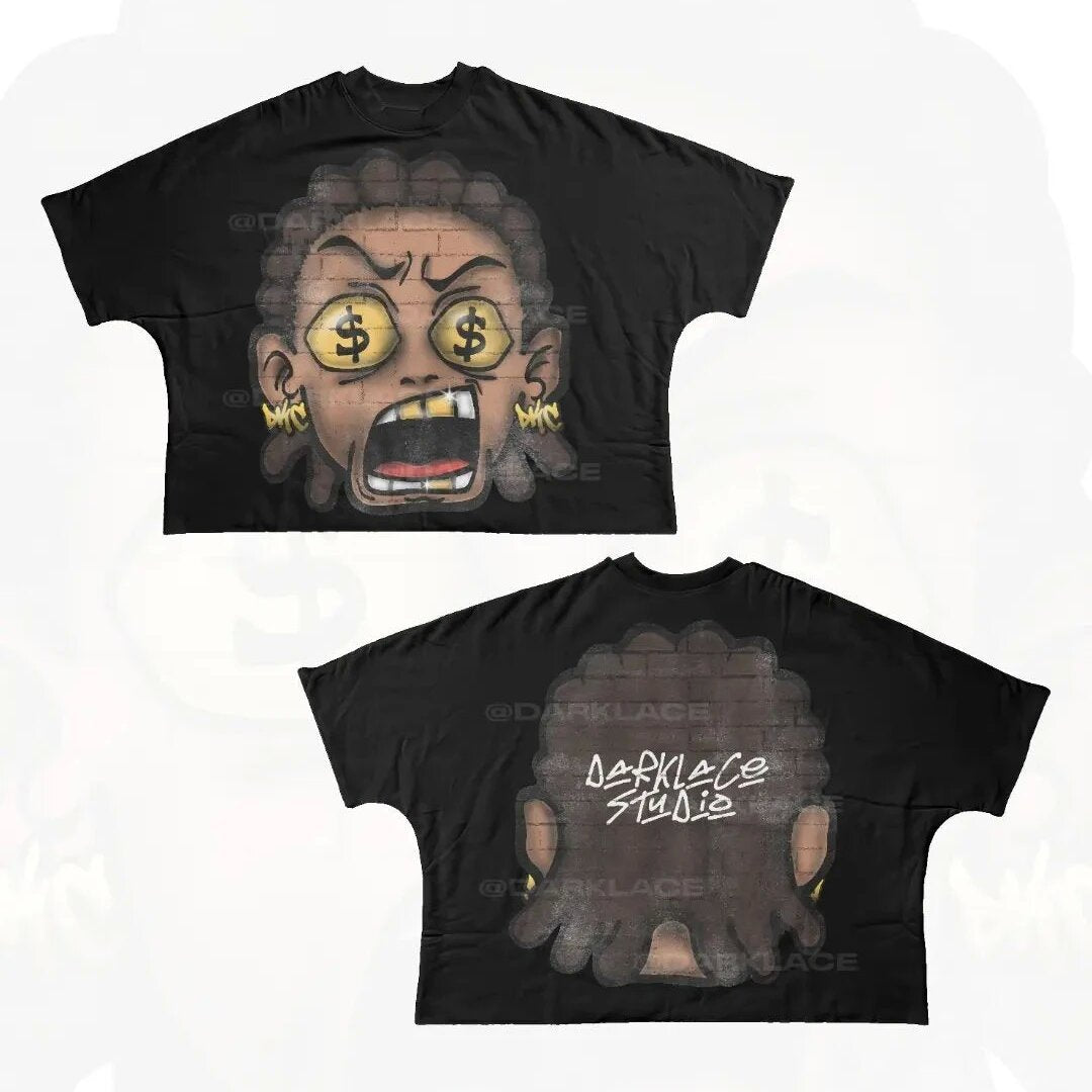 Y2K Punk Cartoon Hip Hop Grafik Unisex Oversized Streetwear Baumwoll-T-Shirt