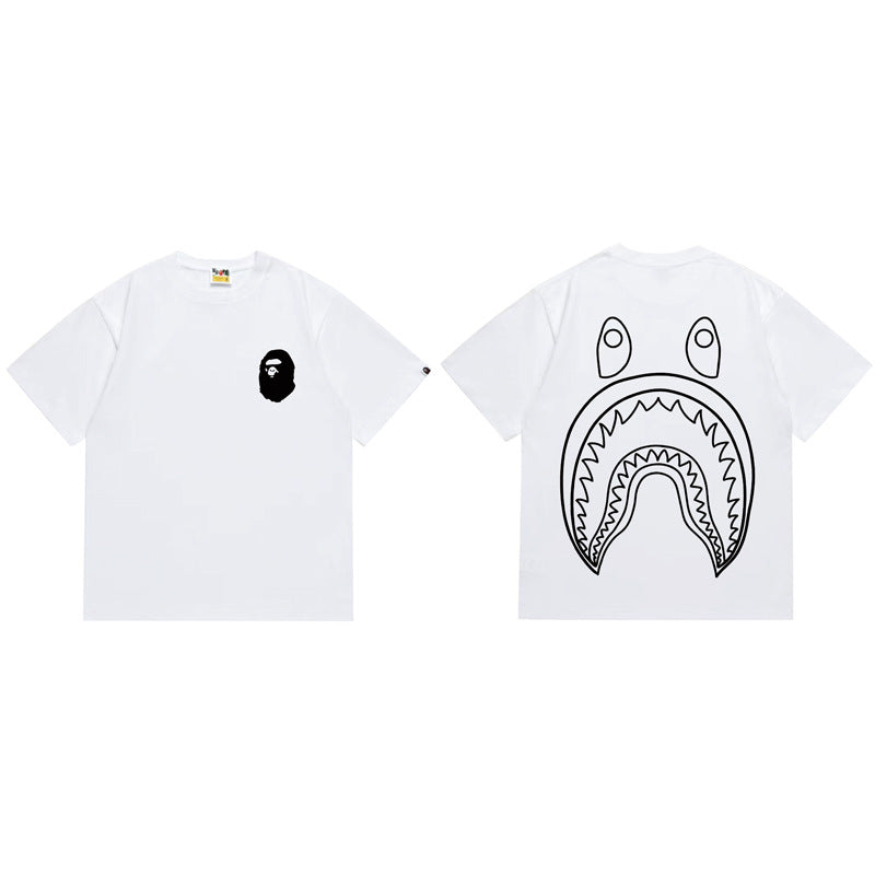 BAPE Ape Head Shark Print Loose Casual Unisex T-Shirt