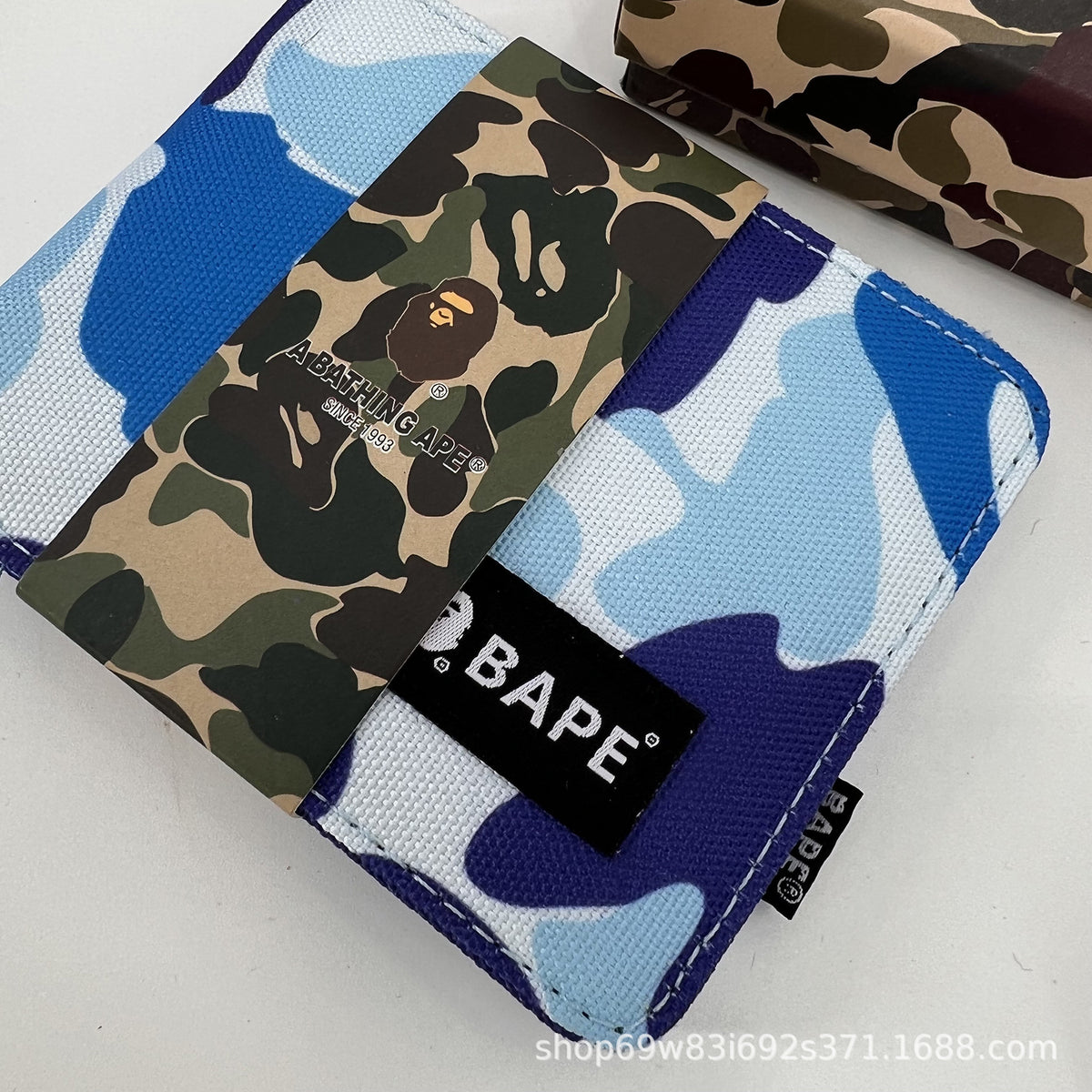 BAPE Camo Ape Head Bifold Wallet Mini Multi Color Canvas Card Holder