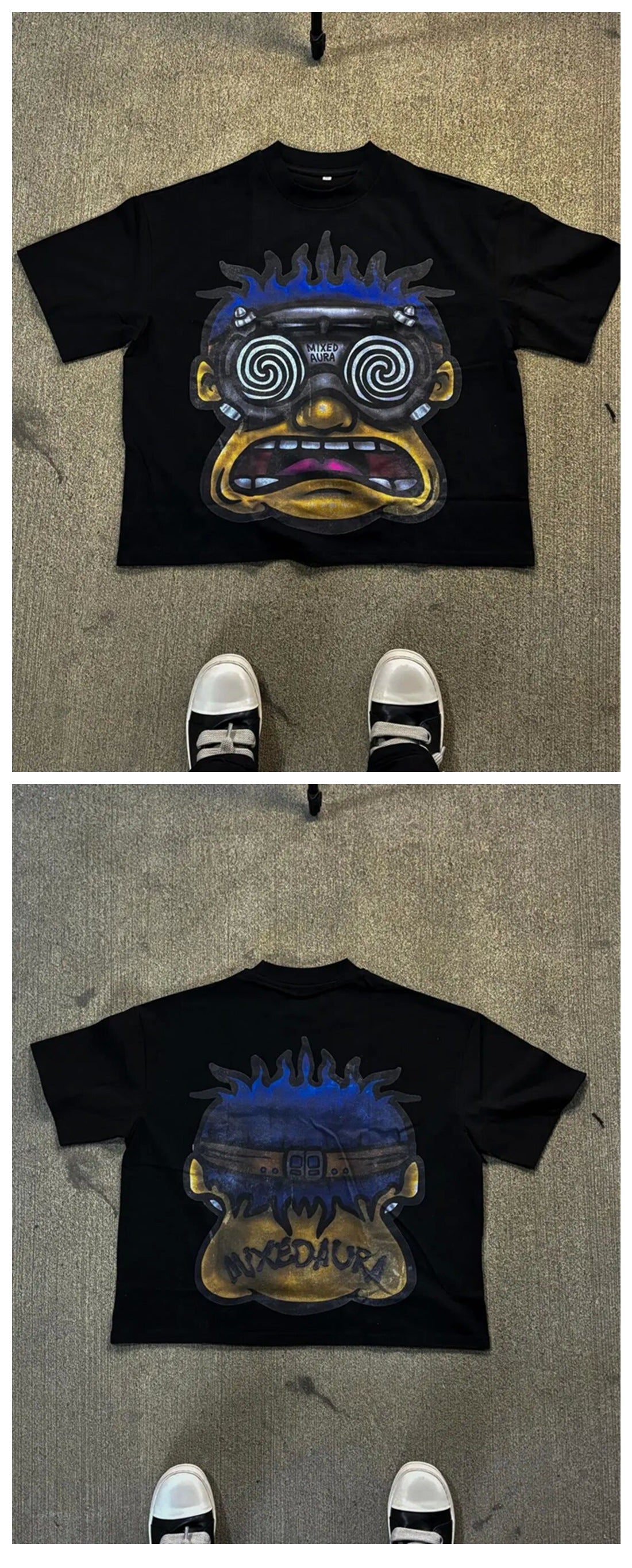 Y2K Punk Vintage NBA & Skimaske Streetwear Unisex Baumwoll-T-Shirt