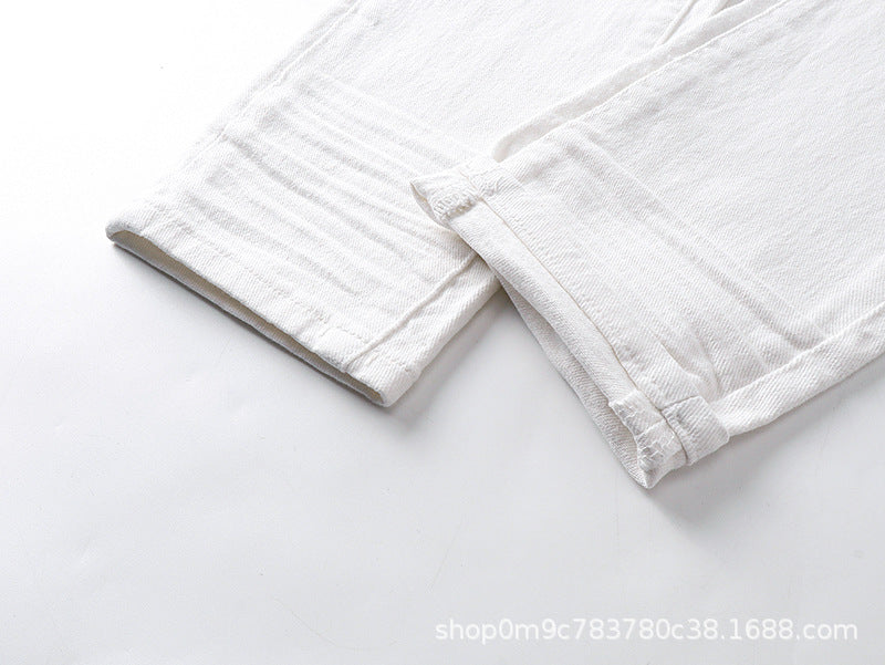 Amiri Letter Patch Distressed Patchwork Stretch Slim Tapered Jeans