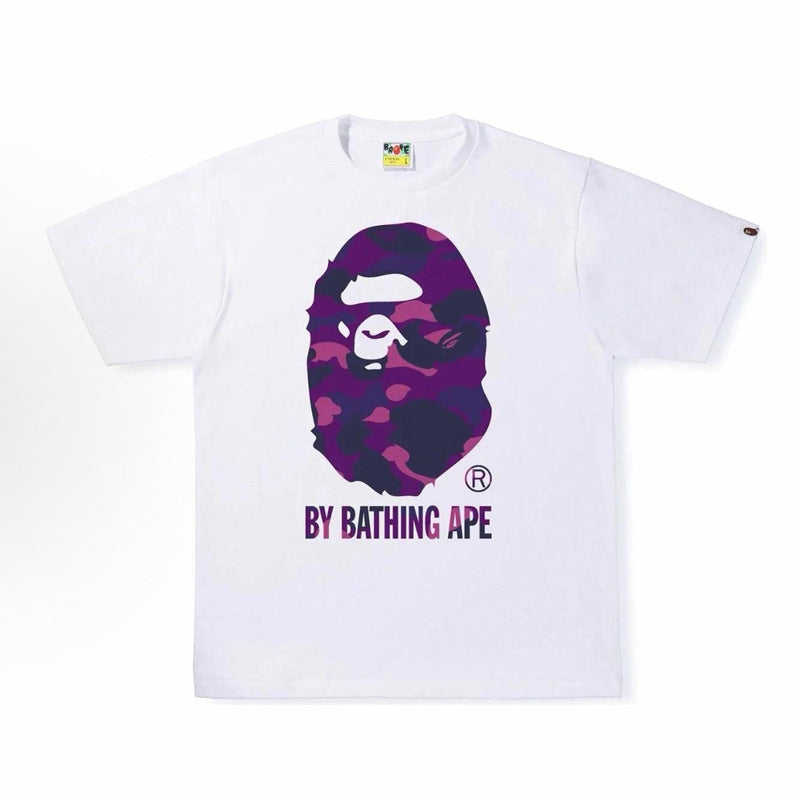BAPE Ape Head Shark Print Loose Casual Unisex Short Sleeve T-Shirt