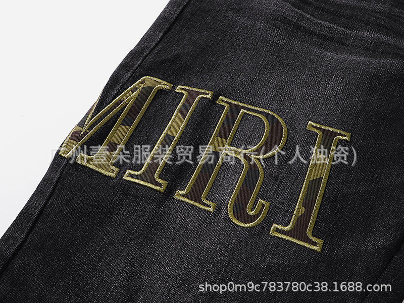 Amiri Washed Distressed Embroidered Slim Tapered Denim Jeans Unisex