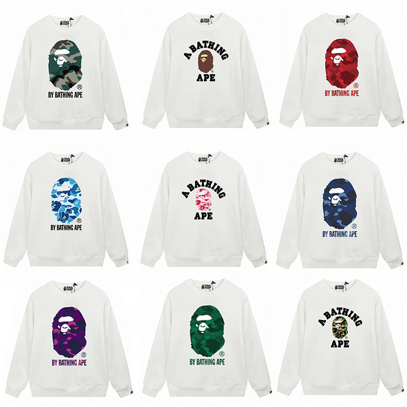 Bape Camo Ape Head Graphic Crewneck Sweatshirt Streetwear Unisex