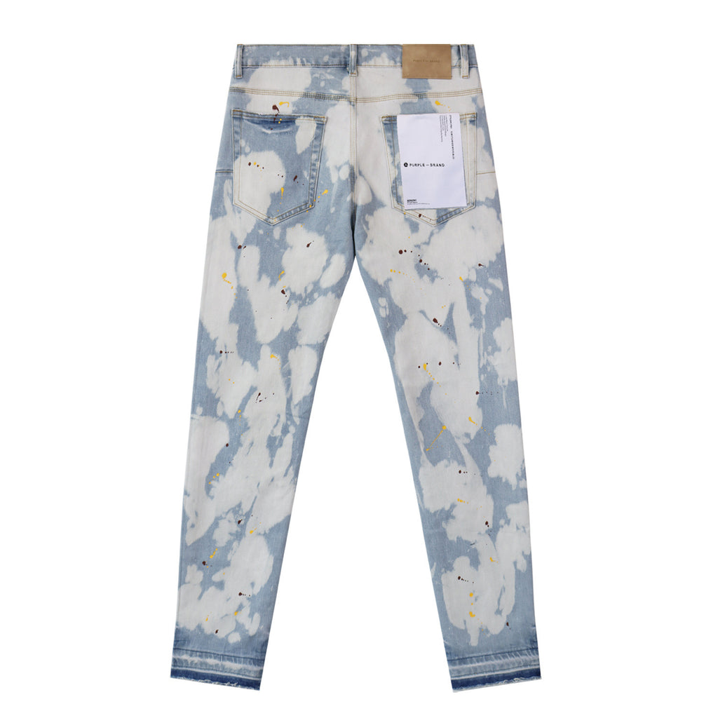 Purple Brand Splash Paint Ripped Skinny Denim Jeans Unisex