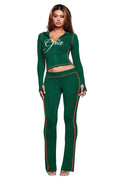 I.AM.GIA Contrast Trim Zip Hoodie Pants 2 Piece Set Women