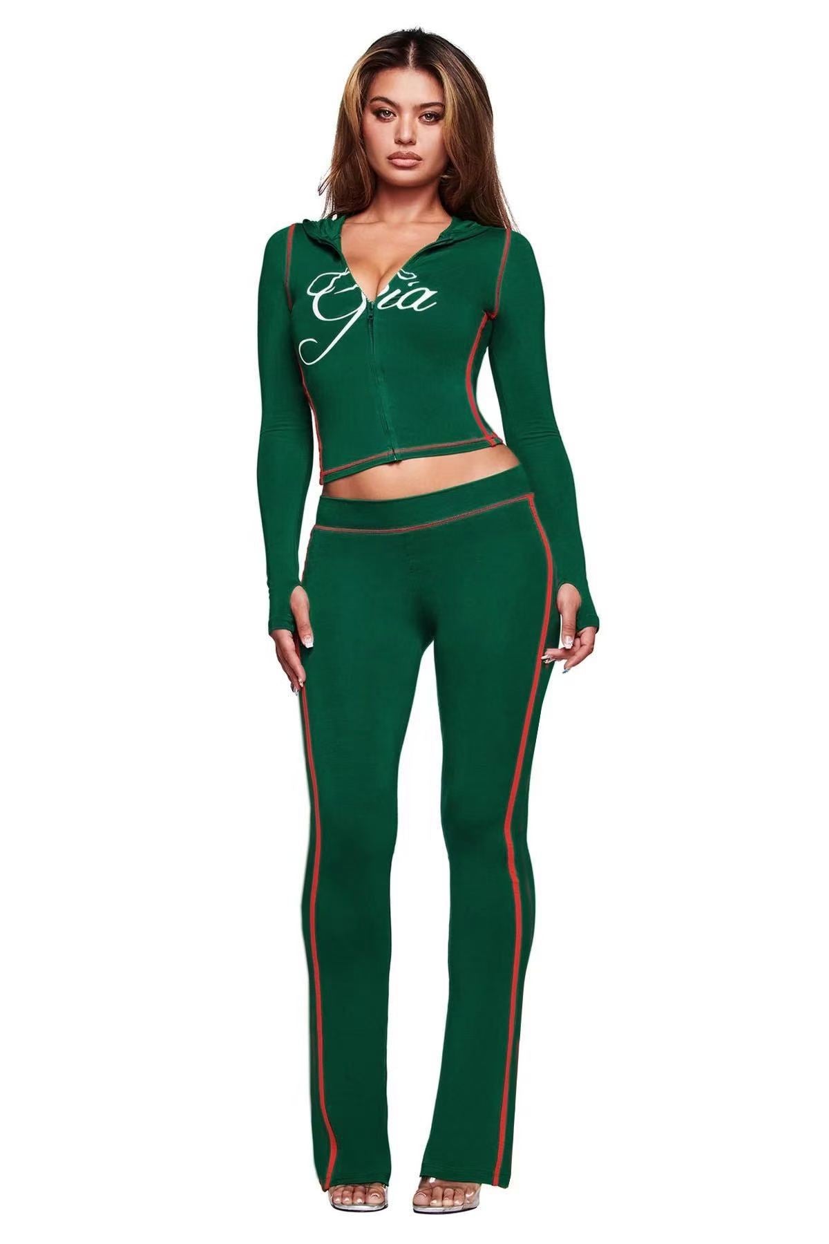 I.AM.GIA Contrast Trim Zip Hoodie Pants 2 Piece Set Women