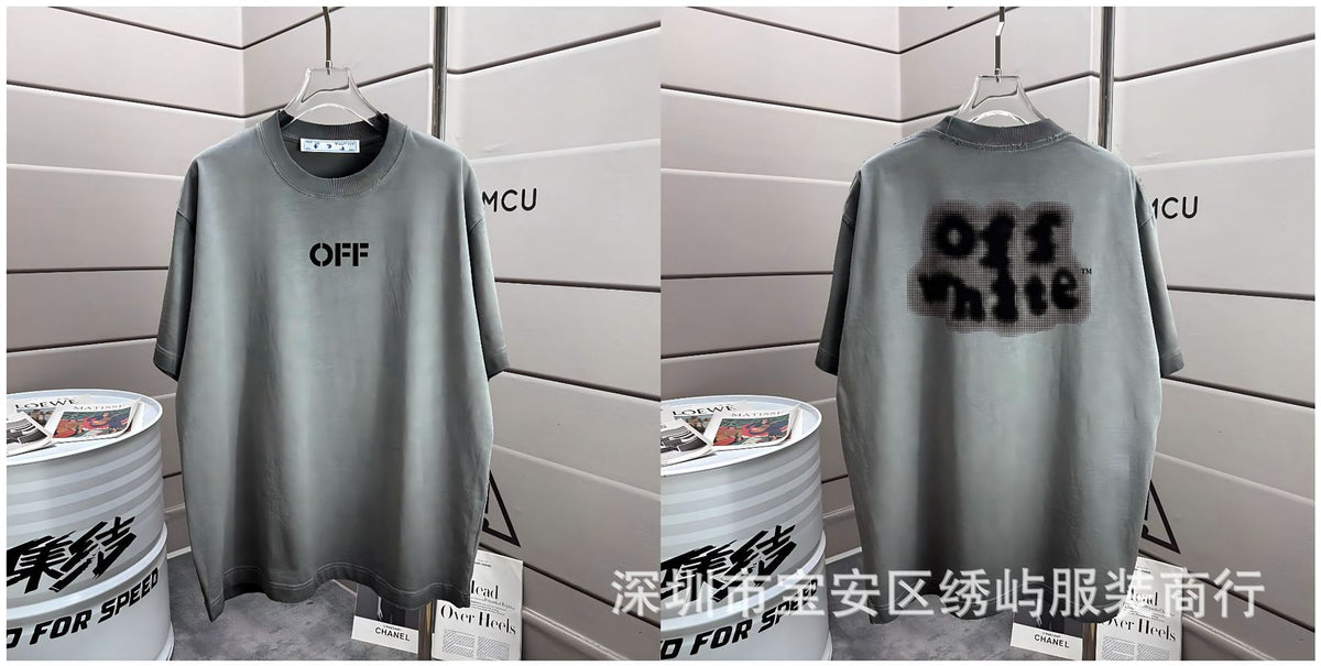 Off-White Washed Distressed Crew Neck Short Sleeve T Shirt Unisex