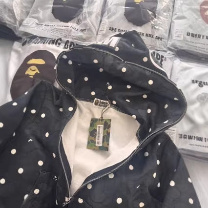 BAPE ABC Dot Shark Black Polka Camo Zip Hoodie