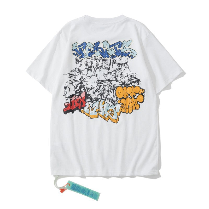Off‑White Melt Arrow Gradient Splash Ink Crew Neck T‑Shirt Unisex