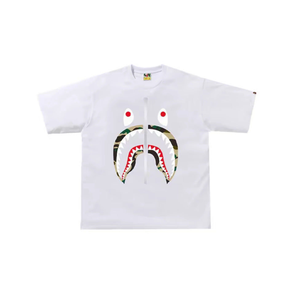 BAPE Ape Head Shark Print Loose Casual Unisex Short Sleeve T-Shirt