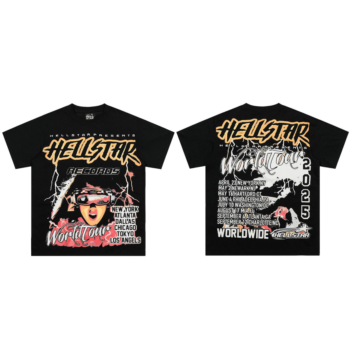 Hellstar Multi‑Graphic Vintage Washed Oversized Tee Streetwear