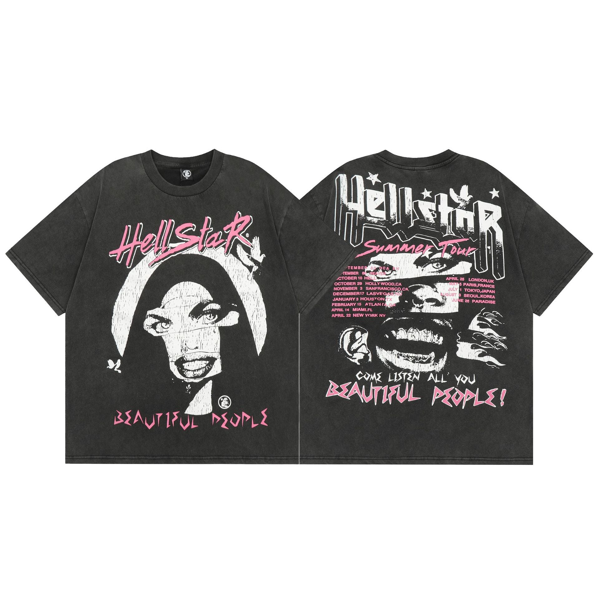 Hellstar Multi‑Graphic Print Crew Neck Short Sleeve Tee Unisex