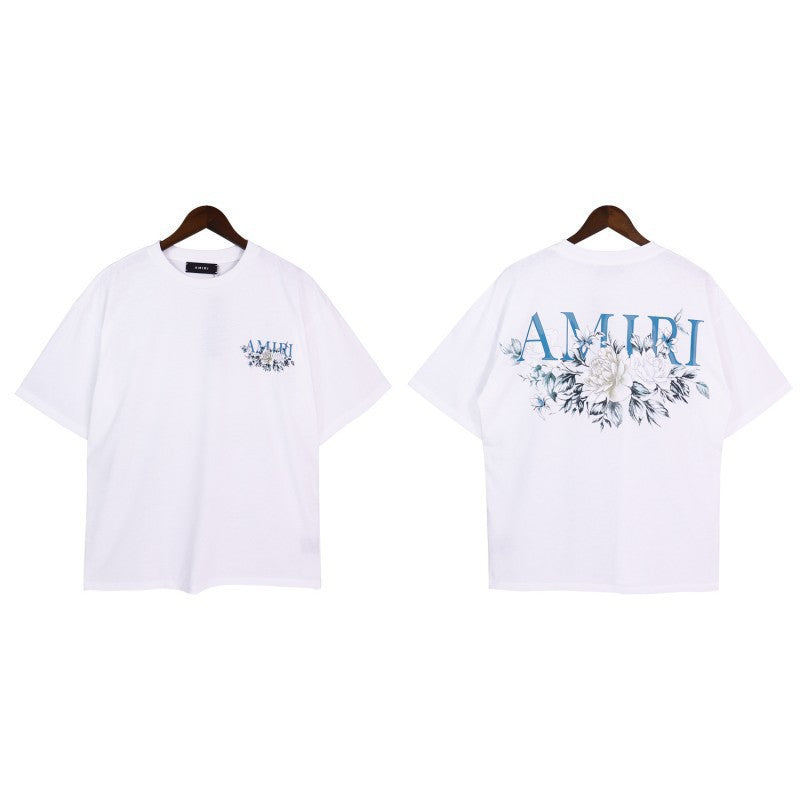 Amiri Multi‑Pattern Letter Graphic Oversized Tee Streetwear Unisex