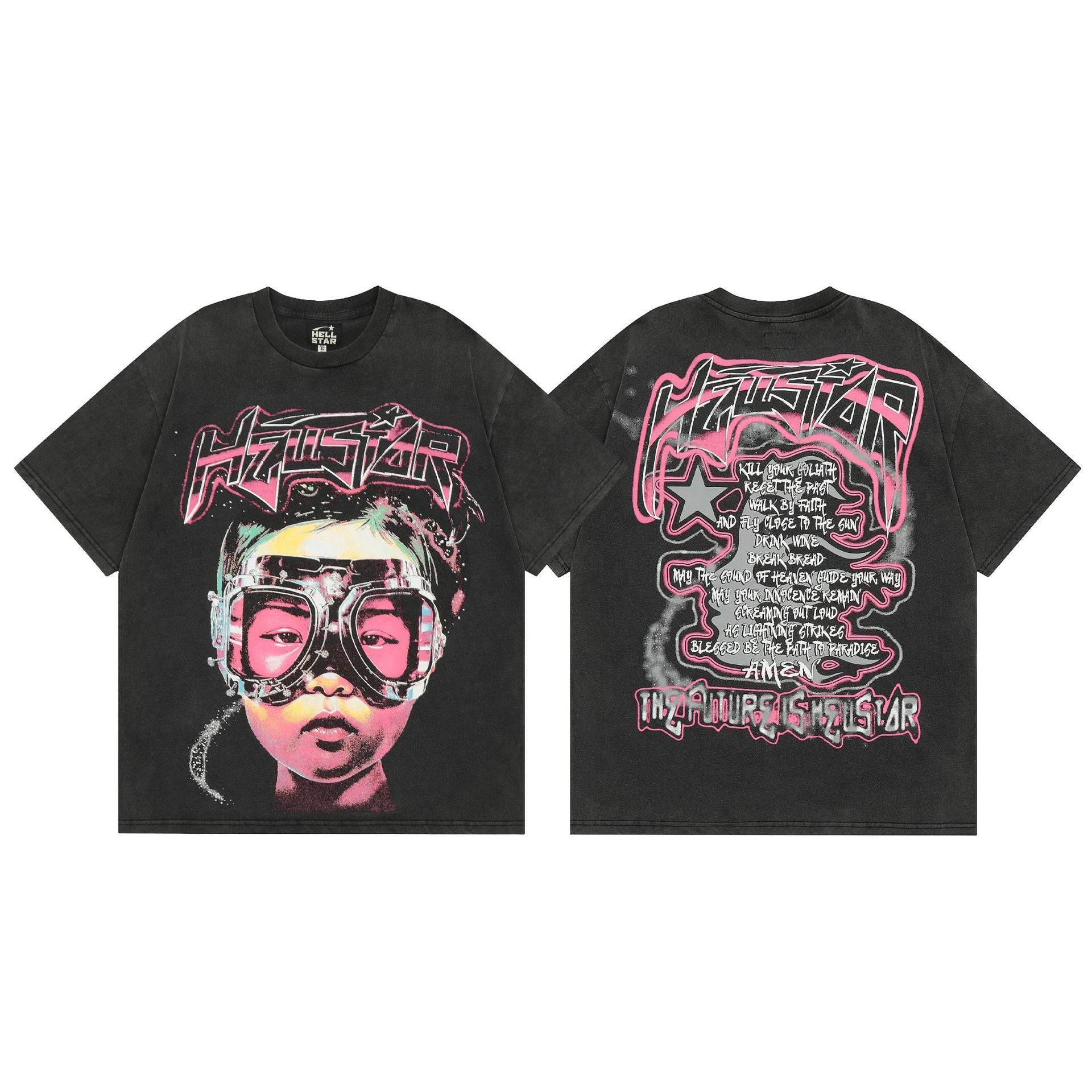 Hellstar Multi‑Graphic Print Crew Neck Short Sleeve Tee Unisex