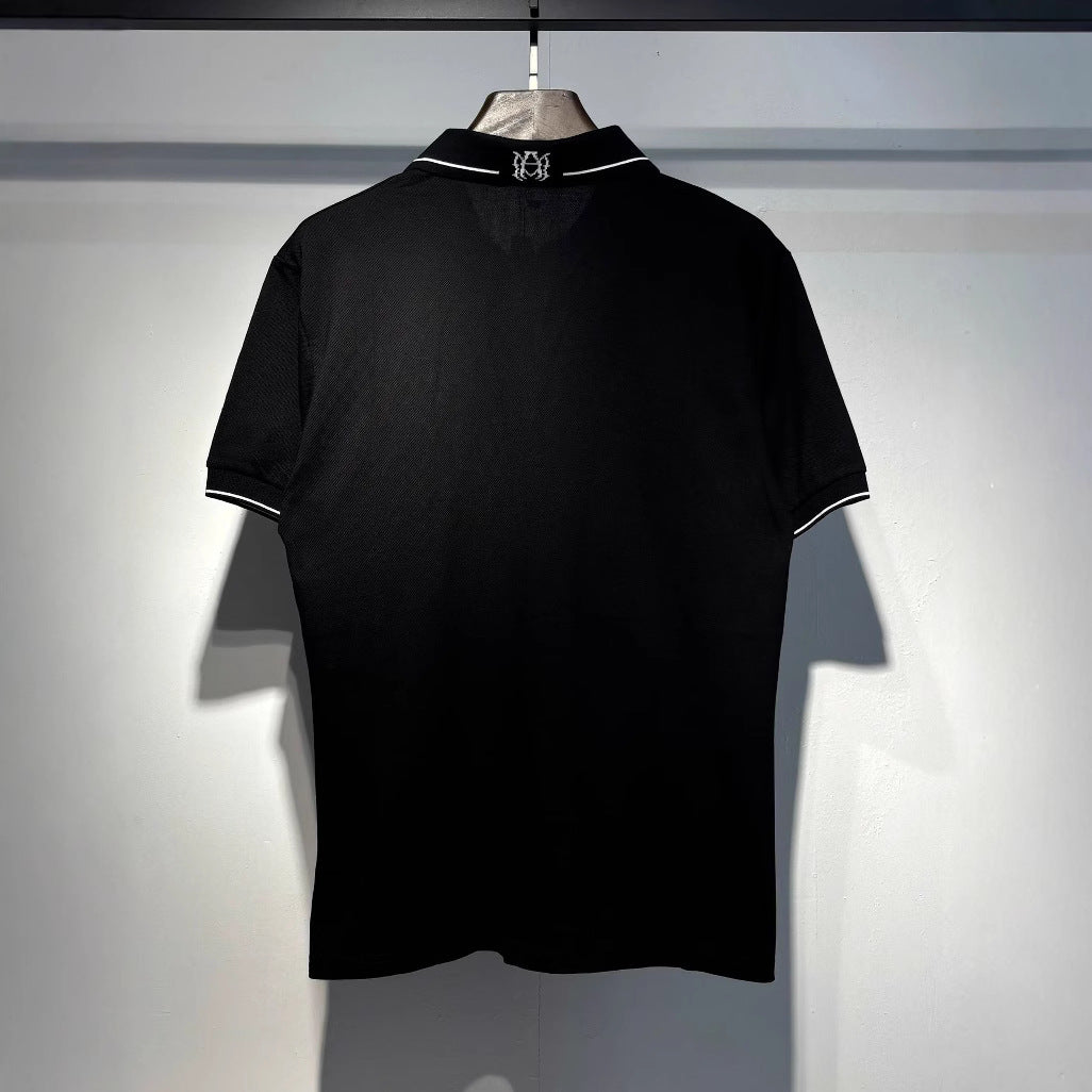 Amiri Embroidery Letter Loose Short Sleeve Polo Shirt Unisex