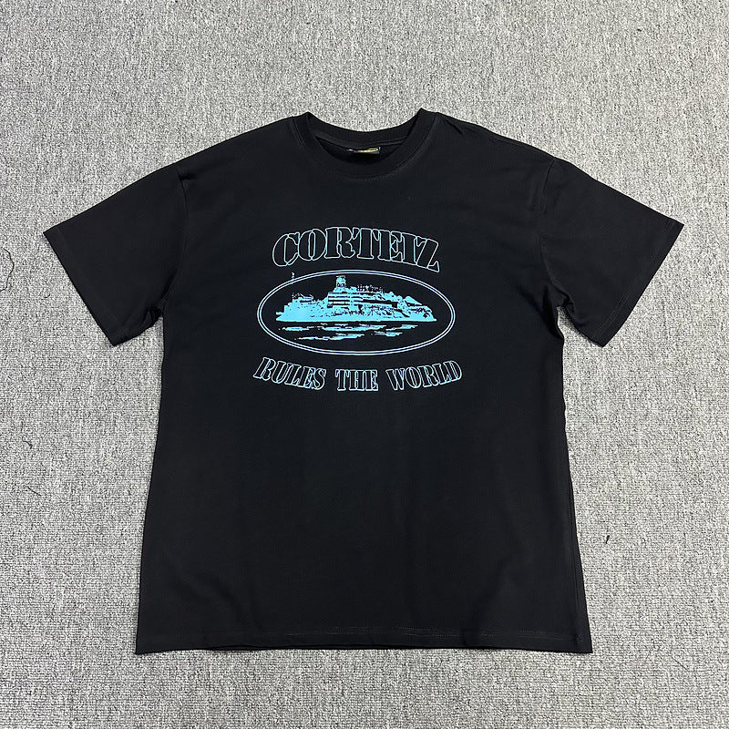 Corteiz Alcatraz Logo Letter Crew Neck Short Sleeve T‑Shirt Unisex
