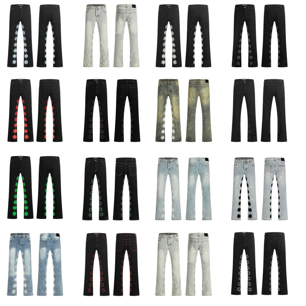 LOSTSHDWS Floral-Embroidered Flared-Hem Jeans