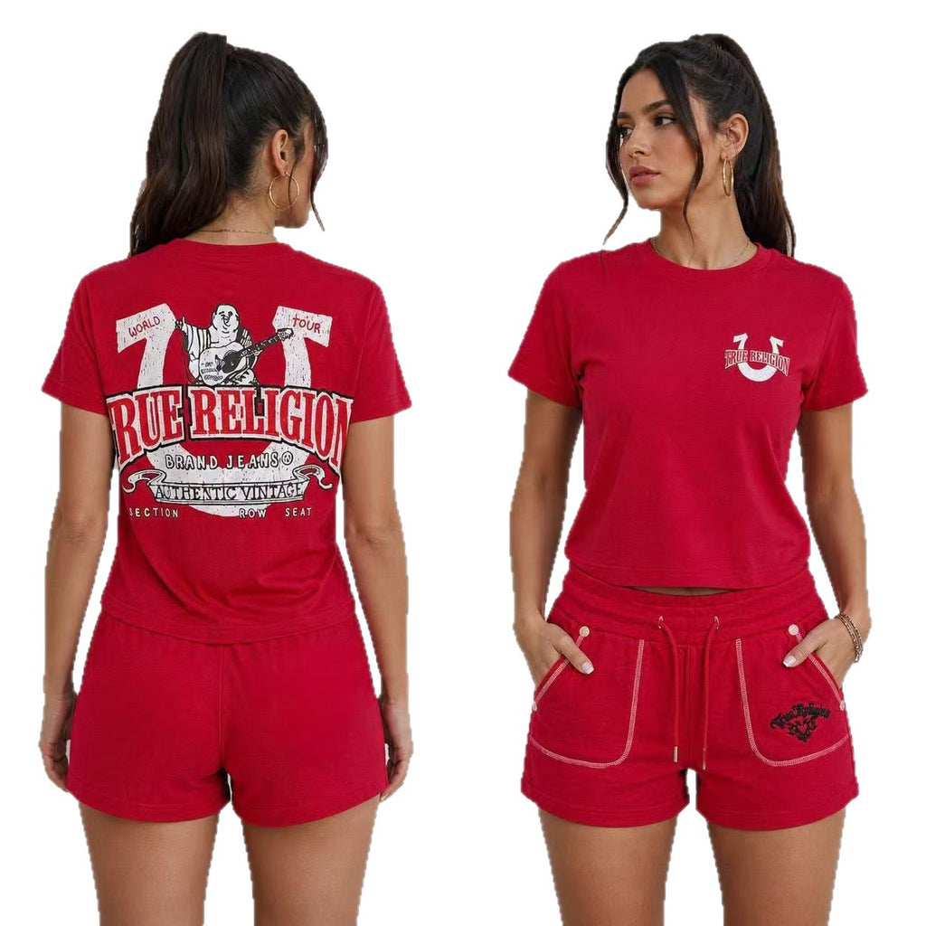 True Religion Horseshoe Graphic Print Tee Shorts 2 Piece Set