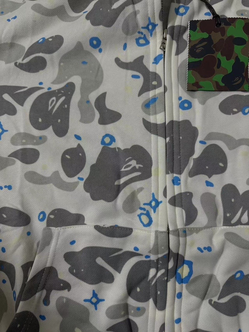 BAPE Shark Camo Print Full Zip Streetwear Hoodie Unisex