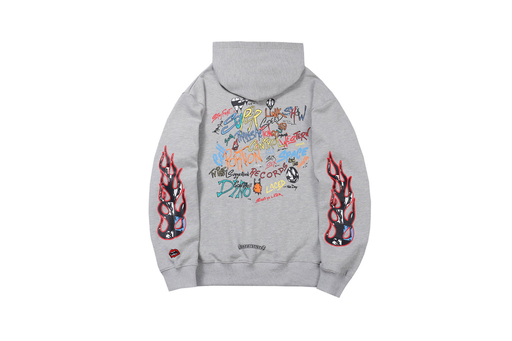 Chrome Hearts Graffiti Flame Sleeve Hoodie Street Cotton Pullover