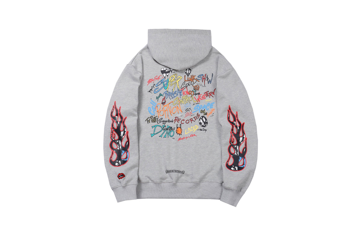 Chrome Hearts Graffiti Flame Sleeve Hoodie Street Cotton Pullover