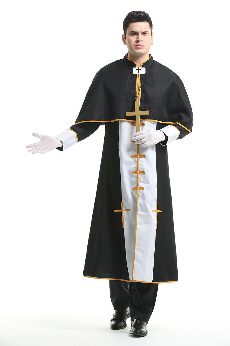 Halloween Men Priest Father Cosplay Religious Robe Carnival Party Sets