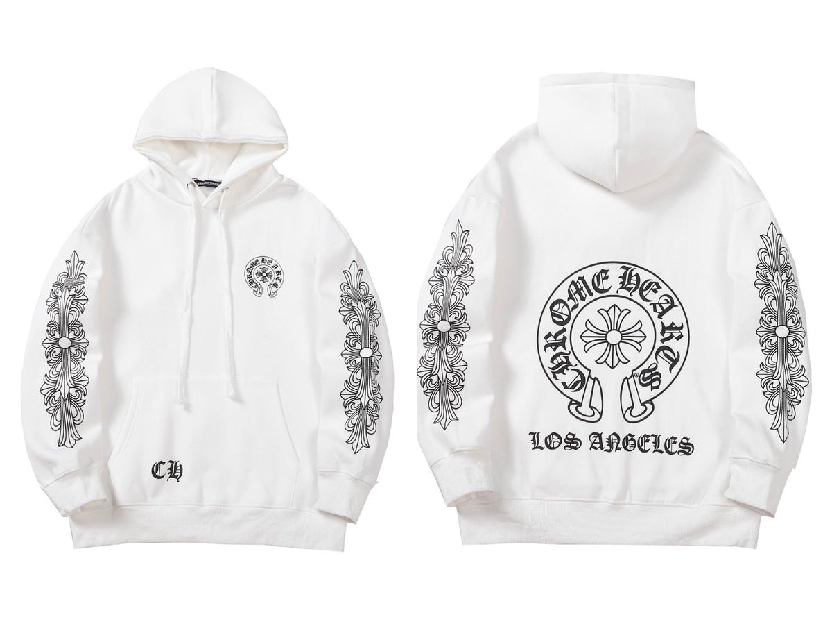 Chrome Hearts Horseshoe Cross Hoodie Goth Streetwear Graphic Pullover