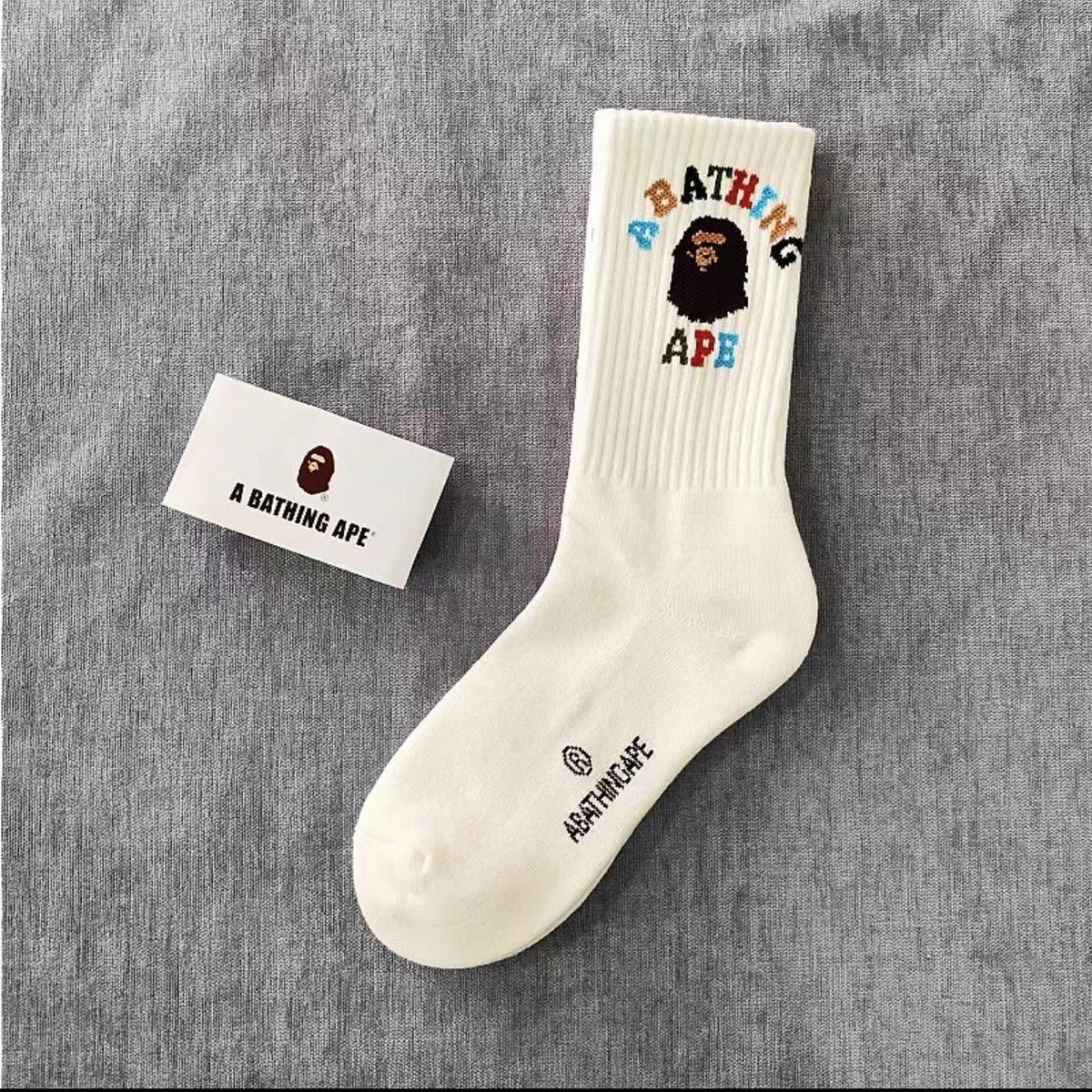 BAPE Ape Head Ribbed Crew Socks Multi Graphic Prints