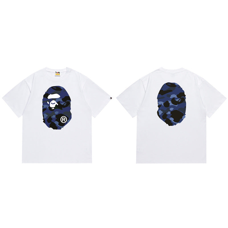 BAPE Ape Shark Graphic Print Loose Unisex Heavyweight Cotton T-Shirt