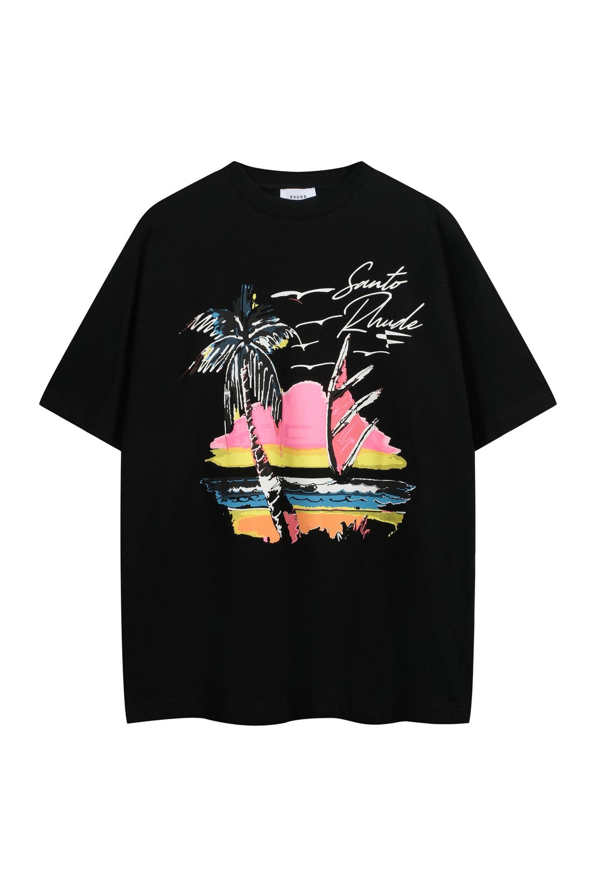 Rhude Vintage Sunset Coconut Tree Graphic Oversized Tee Streetwear