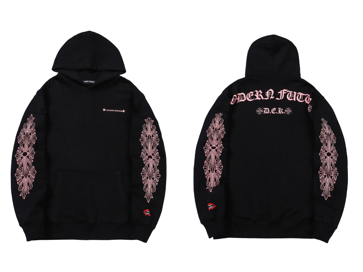 Chrome Hearts Horseshoe Cross Hoodie Goth Streetwear Graphic Pullover