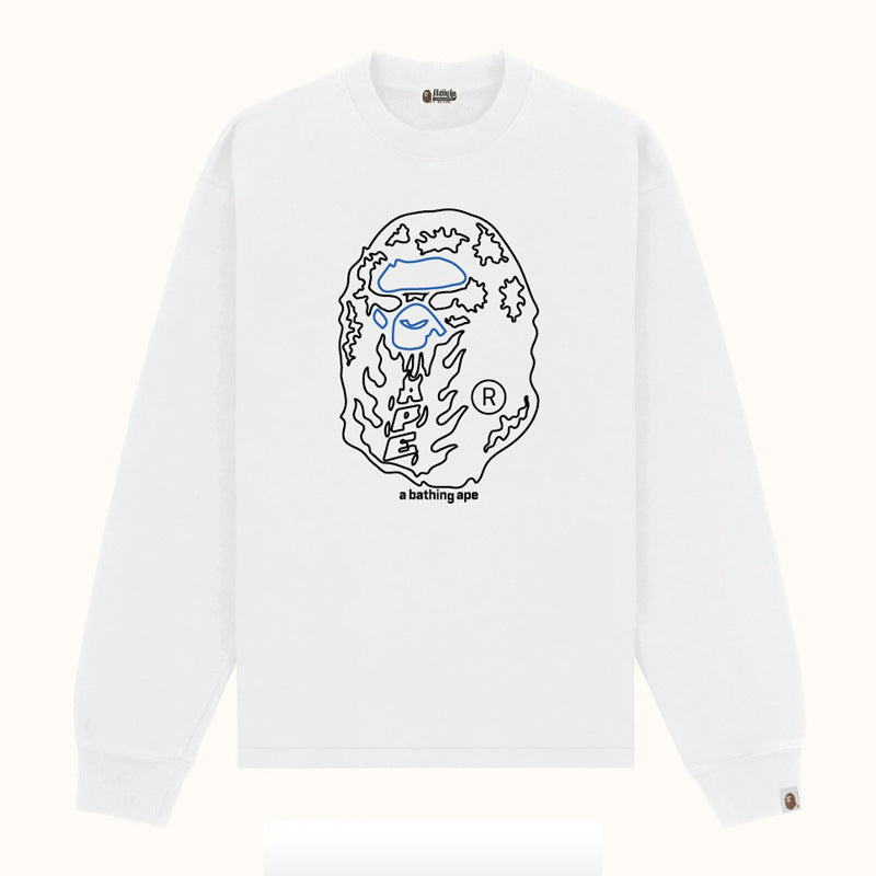 Bape Multi‑Ape‑Head Graphic Oversized Long Sleeve Tee Streetwear