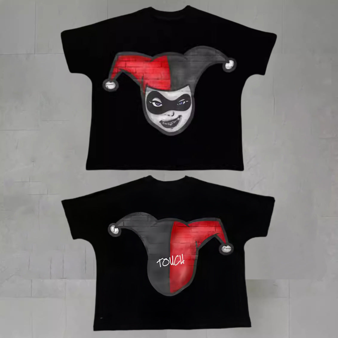 Touch Studios Y2K doppelseitiges Oversize-Vintage-Baumwoll-T-Shirt mit Cartoon-Print