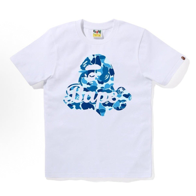 BAPE Ape Head Shark Print Loose Casual Unisex Short Sleeve T-Shirt